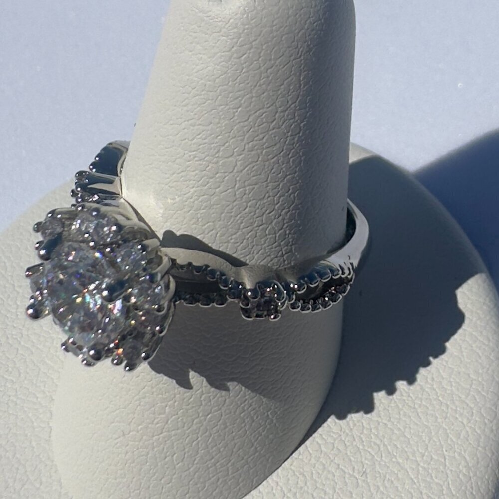 Adjustable Silver Ring W/ 2.0 Ct Diamond Simulate & Moissanite Elegant - Picture 16 of 16